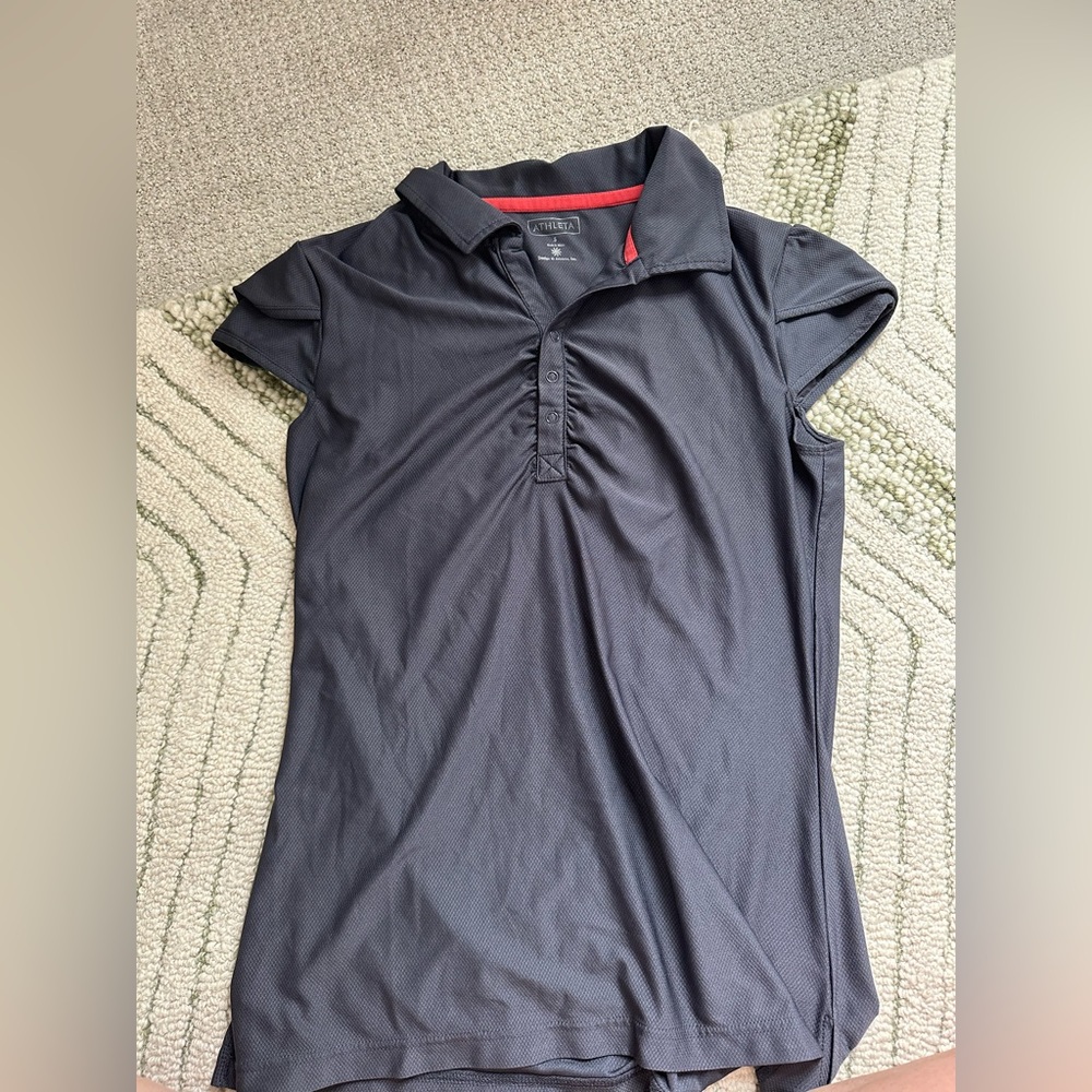 Athleta Black Short Sleeve Polo